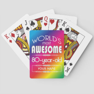 80th Birthday Worlds Best Fabulous Rainbow Playing Cards