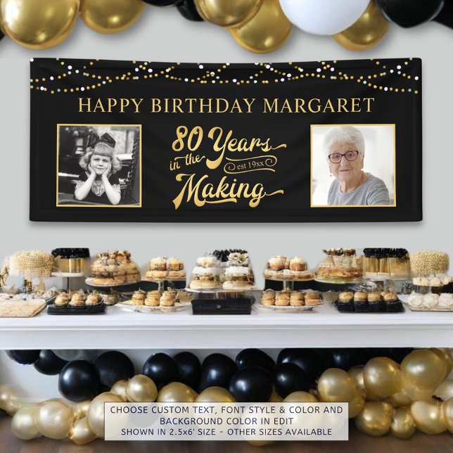 80th Birthday YEARS IN THE MAKING 2 Photos Banner (Creator Uploaded)