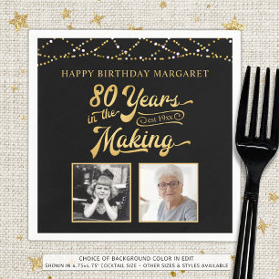 80th Birthday Years in the Making 2 Photos Lights Napkin