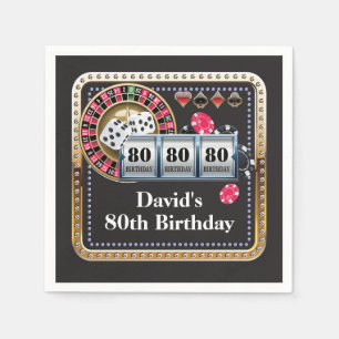 80th Casino Poker Playing Card Birthday Napkins