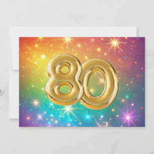 80th Colourful Rainbow star space  Holiday Card