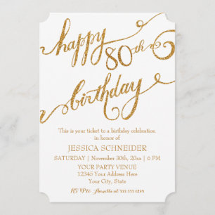 80th, Eightieth Birthday Party Celebration Invitation