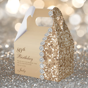 80th Elegant Gold Birthday Favour Box