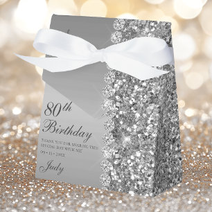 80th Elegant Silver Birthday Favour Box