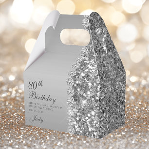 80th Elegant Silver Birthday Favour Box
