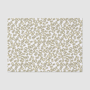 80th Gold/White Random Number Pattern Tissue Paper