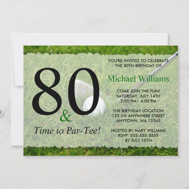 80th Golf Birthday Party Invitation (Front)
