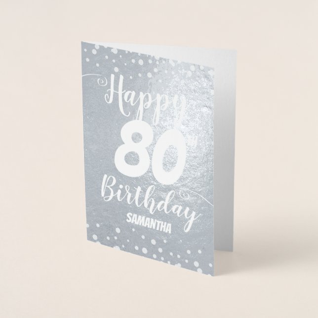 80th Happy Birthday Custom Foil Card (Front)