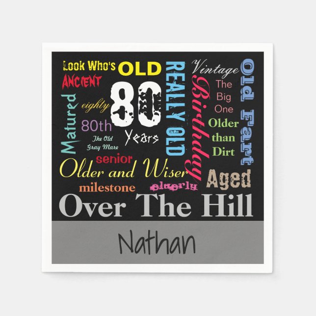 80th Happy BIrthday in a Graffiti Style Napkin (Front)