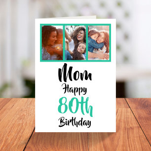 80th happy birthday Mum photo collage Card