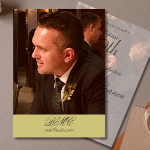 80th Male Birthday Photo Simple Elegant Gold Invitation