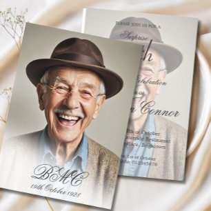 80th Male Birthday Simple Elegant Photo Invitation