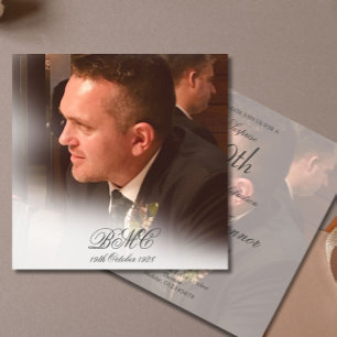 80th Male Birthday Simple Elegant Photo Invitation