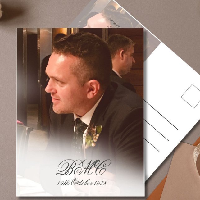 80th Male Birthday Simple Elegant Photo Invitation Postcard (Creator Uploaded)