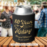 80th or Any Birthday Retro Years in the Making Can Cooler<br><div class="desc">Retro 80th or any birthday personalised can cooler featuring a retro calligraphy script typography title 80 YEARS IN THE MAKING which incorporates his or her birth year within the design and your custom text (shown name and date)--all in your choice of colours. ASSISTANCE: For help with design modification or personalisation,...</div>