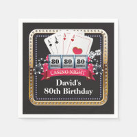 80th Poker Playing Card Casino Birthday Napkins