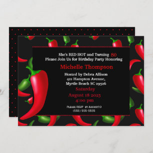 80th  Red Hot Pepper Birthday Invitations