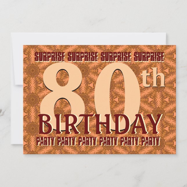 80th SURPRISE Birthday Gold Fireworks Stars Invitation (Front)