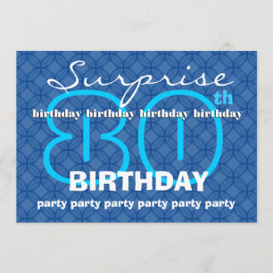 80th SURPRISE Birthday Modern Blue Circles W489 Invitation