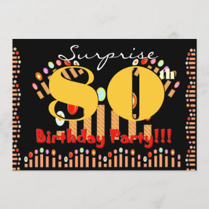 80th SURPRISE Birthday Party CandlesTemplate Invitation