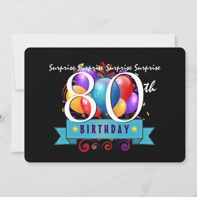 80th SURPRISE Birthday Party Invitation Template (Front)