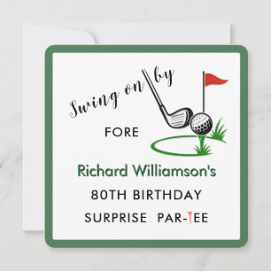 80th Surprise Birthday Party Men's Golf Theme Invitation