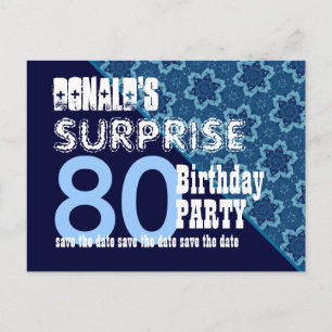 80th Surprise Birthday Save the Date Diagonal VB21 Announcement Postcard