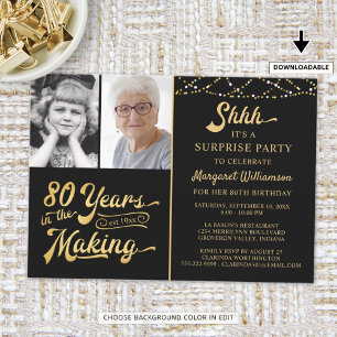 80th Surprise Birthday YEARS IN THE MAKING 2 Photo Invitation