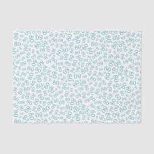 80th Teal/White Party Random Number Pattern Tissue Paper