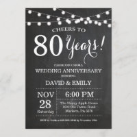 80th Wedding Anniversary Invitation Chalkboard