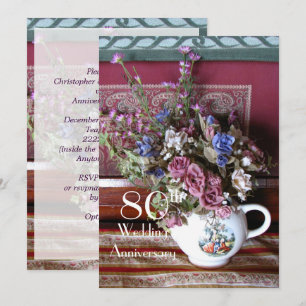 80th Wedding Anniversary Party Vintage Teapot Invitation