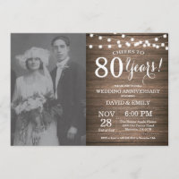 80th Wedding Anniversary Rustic Wood
