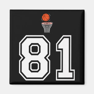 81 Number Basketball Style Vintage White Premium Magnet