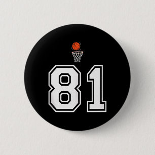 81 Number Basketball Style Vintage White Tank Top  6 Cm Round Badge