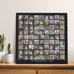 81 Square Photo Collage Grid with Text - black Faux Canvas Print<br><div class="desc">Use 81 SQUARE photos to create a personal photo collage. This modern, clean layout includes a text block in a san serif font to add a family name or a name. The background colour can be changed in the customise area. ***For best results for this multi photo layout - crop...</div>