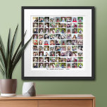 81 Square Photo Collage Grid with Text - white Poster<br><div class="desc">Use 81 SQUARE photos to create a personal photo collage. This modern, clean layout includes a text block in a san serif font to add a family name or a name. The background colour can be changed in the customise area. ***For best results for this multi photo layout - crop...</div>