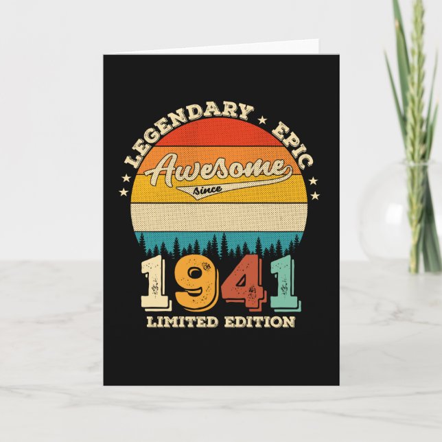 81 Year Old Awesome Since 1941 81st Birthday Gift Card (Front)
