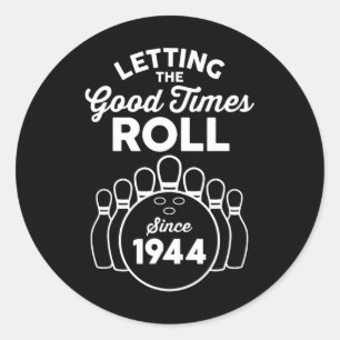 81 Year Old Bowler 81st Birthday Bowling Classic Round Sticker