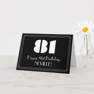 81st Birthday: Art Deco Inspired Look "81" & Name Card