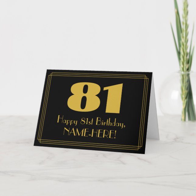 81st Birthday: Art Deco Inspired Look "81" & Name Card (Front)
