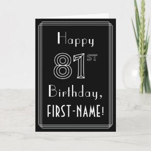81st Birthday: Art Deco Style # 81 & Custom Name Card