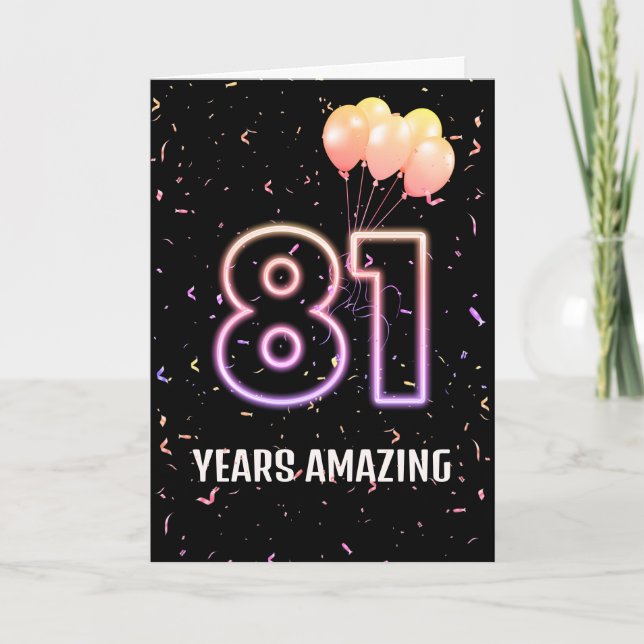 81st Birthday Balloons and Confetti Card (Front)