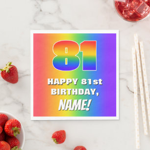81st Birthday: Colorful, Fun Rainbow Pattern # 81 Napkin