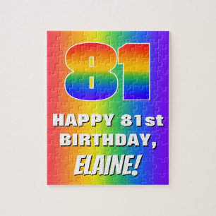 81st Birthday: Colourful, Fun Rainbow Pattern # 81 Jigsaw Puzzle