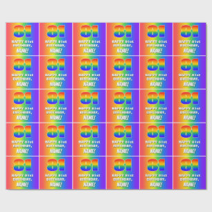81st Birthday: Colourful, Fun Rainbow Pattern # 81 Wrapping Paper