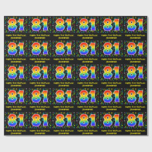 81st Birthday: Colourful Music Symbols, Rainbow 81 Wrapping Paper