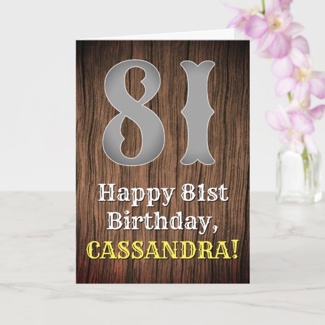 81st Birthday: Country Western Inspired Look, Name Card (Orchid)