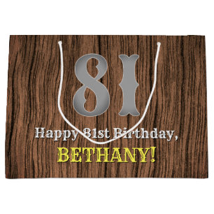 81st Birthday: Country Western Inspired Look, Name Large Gift Bag
