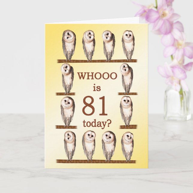 81st Birthday, Curious Owls Card (Orchid)