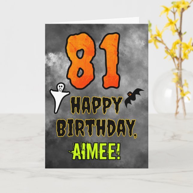 81st Birthday: Eerie Halloween Theme + Custom Name Card (Yellow Flower)